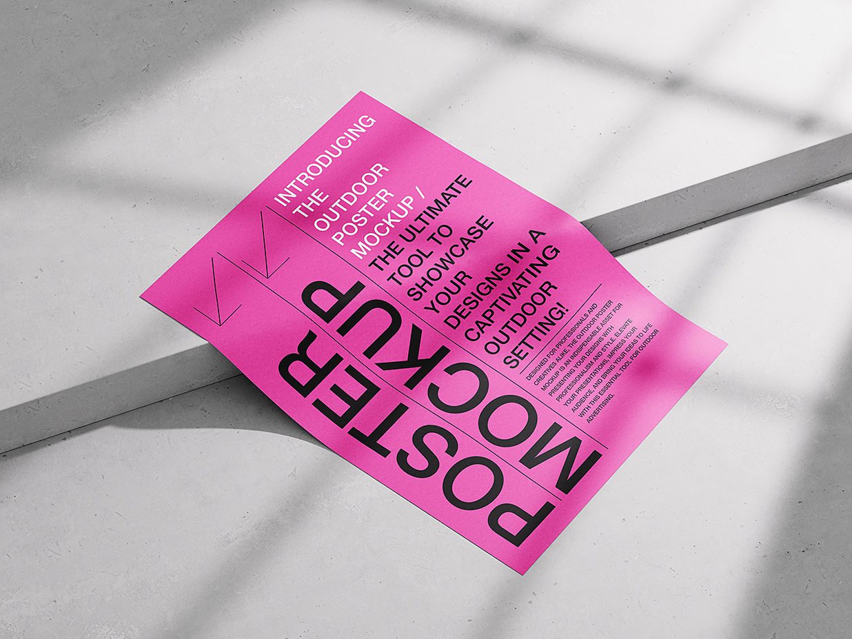 放在混泥土地面上的的高质感海报样机mockup4组插图2