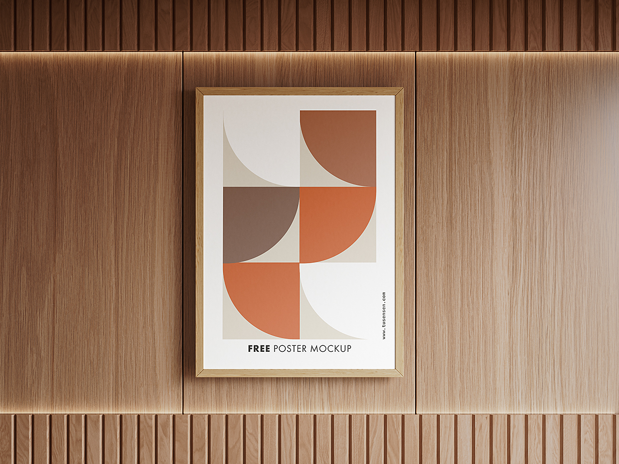 卧室带框架的装饰画海报样机mockup3组插图2