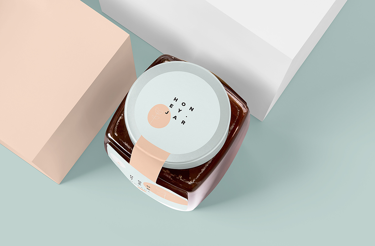带场景的食品罐蜂蜜罐包装样机mockup6组插图2