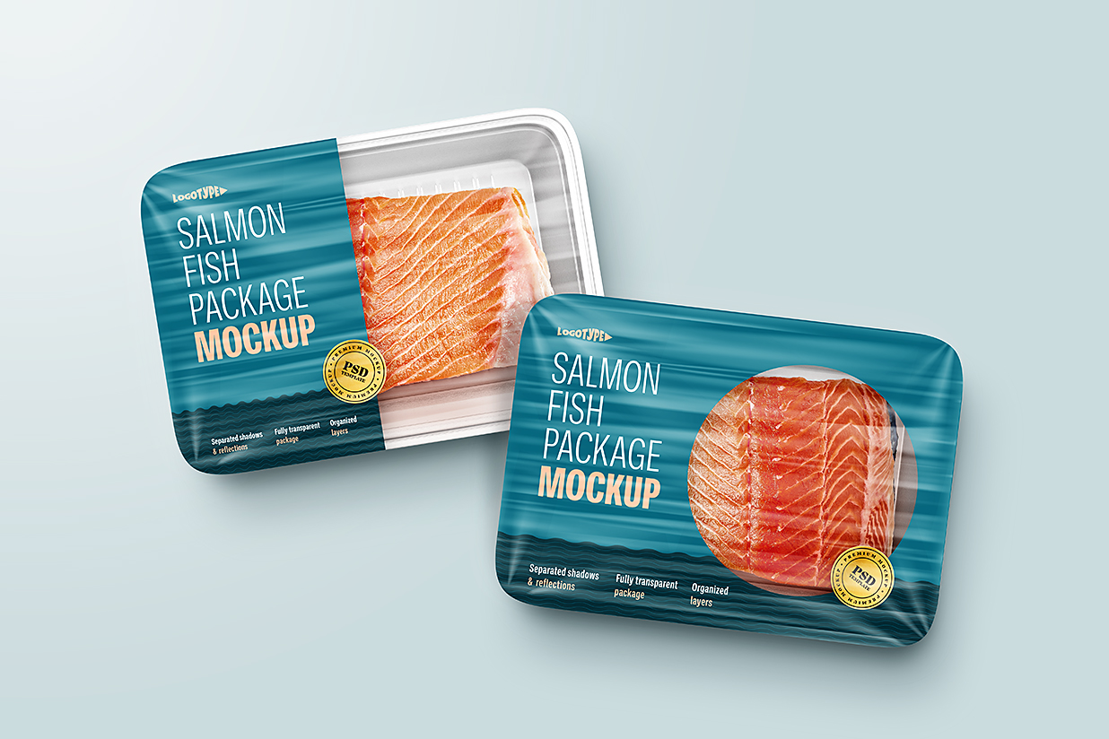 三文鱼食品盒包装样机mockup5组插图2