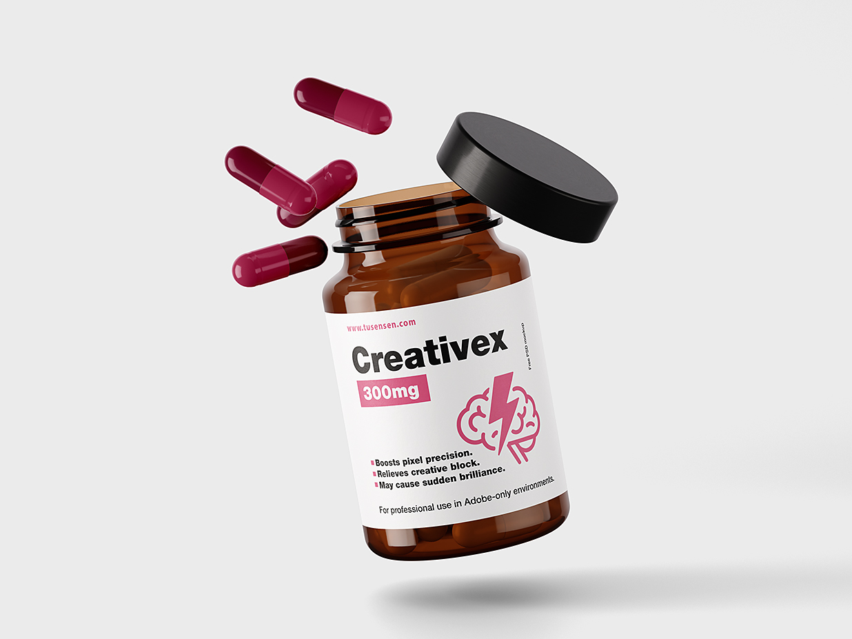 带药丸的玻璃药瓶保健品瓶包装样机mockup4组插图2