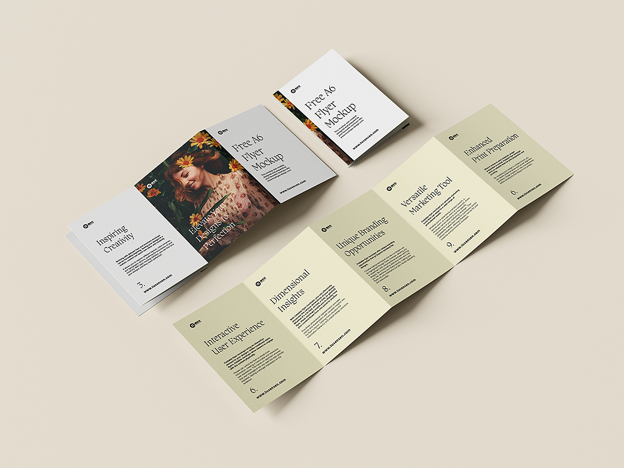 精致的折页五折页样机mockup5组插图3