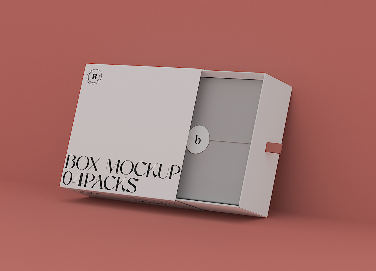 高质感抽拉盒包装盒纸盒样机mockup4组插图3