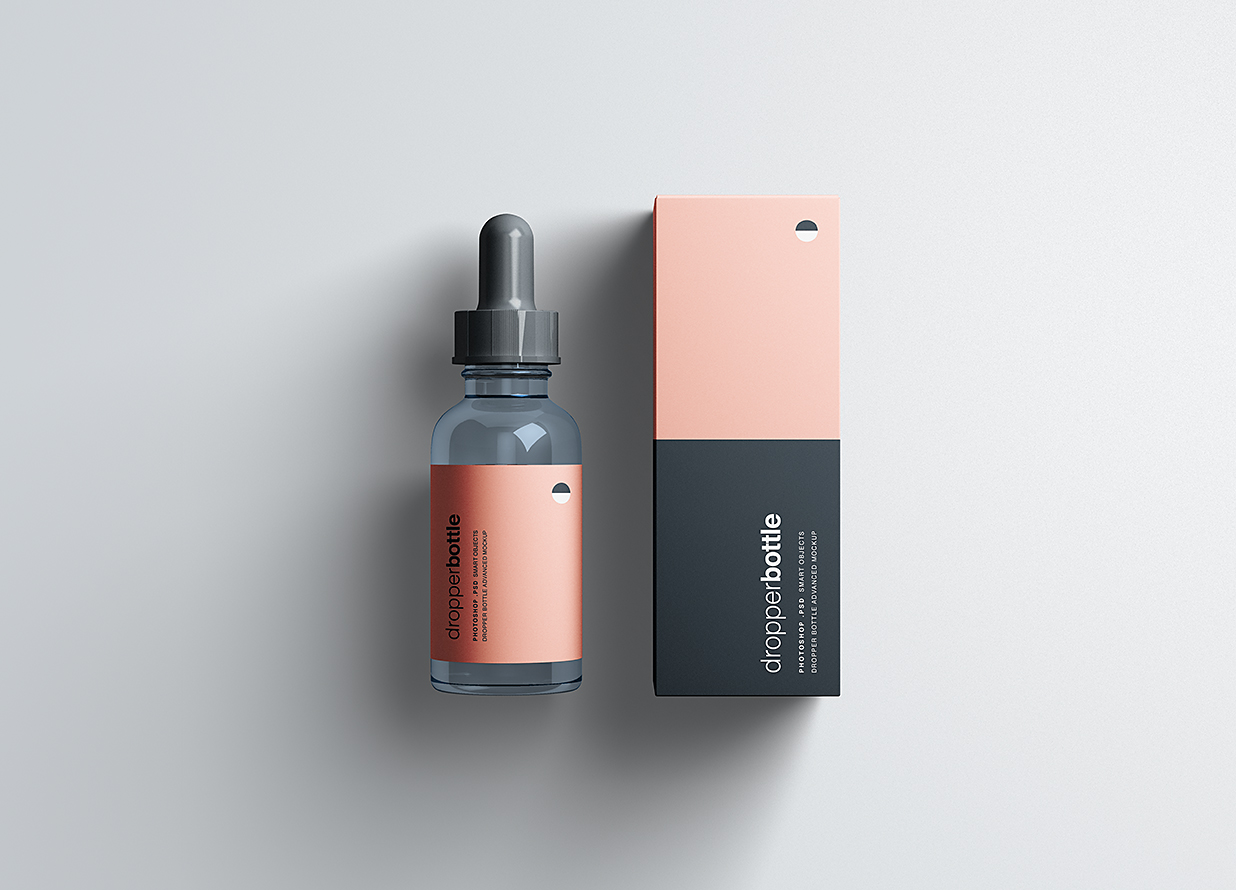 带包装盒的滴管瓶精华精油瓶样机mockup6组插图3
