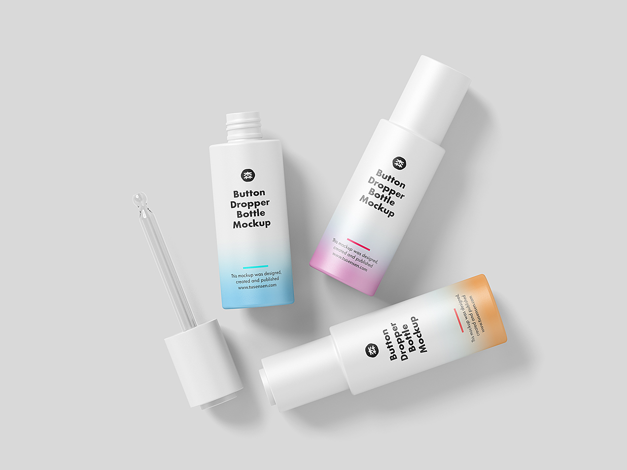 精致的滴管瓶精华精油瓶样机mockup4组插图3