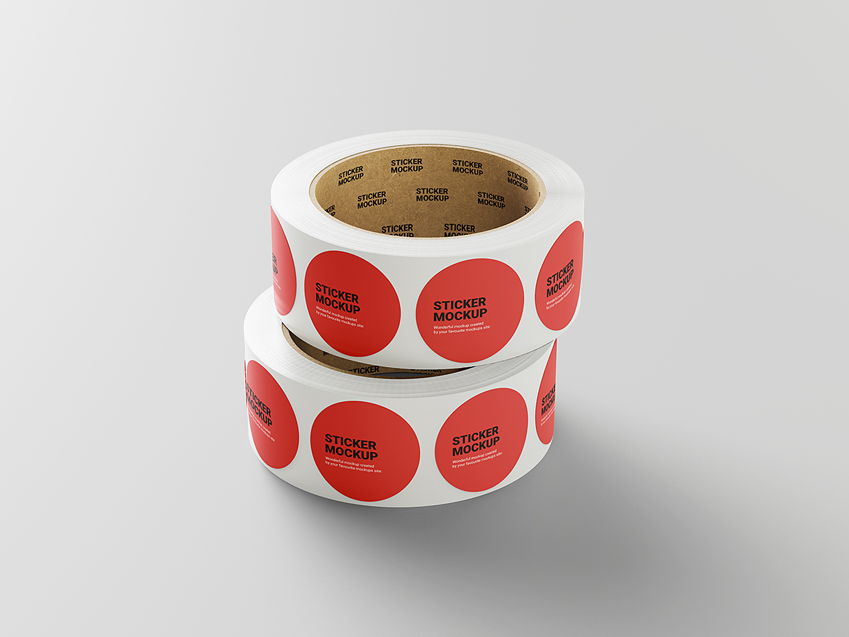 高质感圆形卷式贴纸样机mockup5组插图3