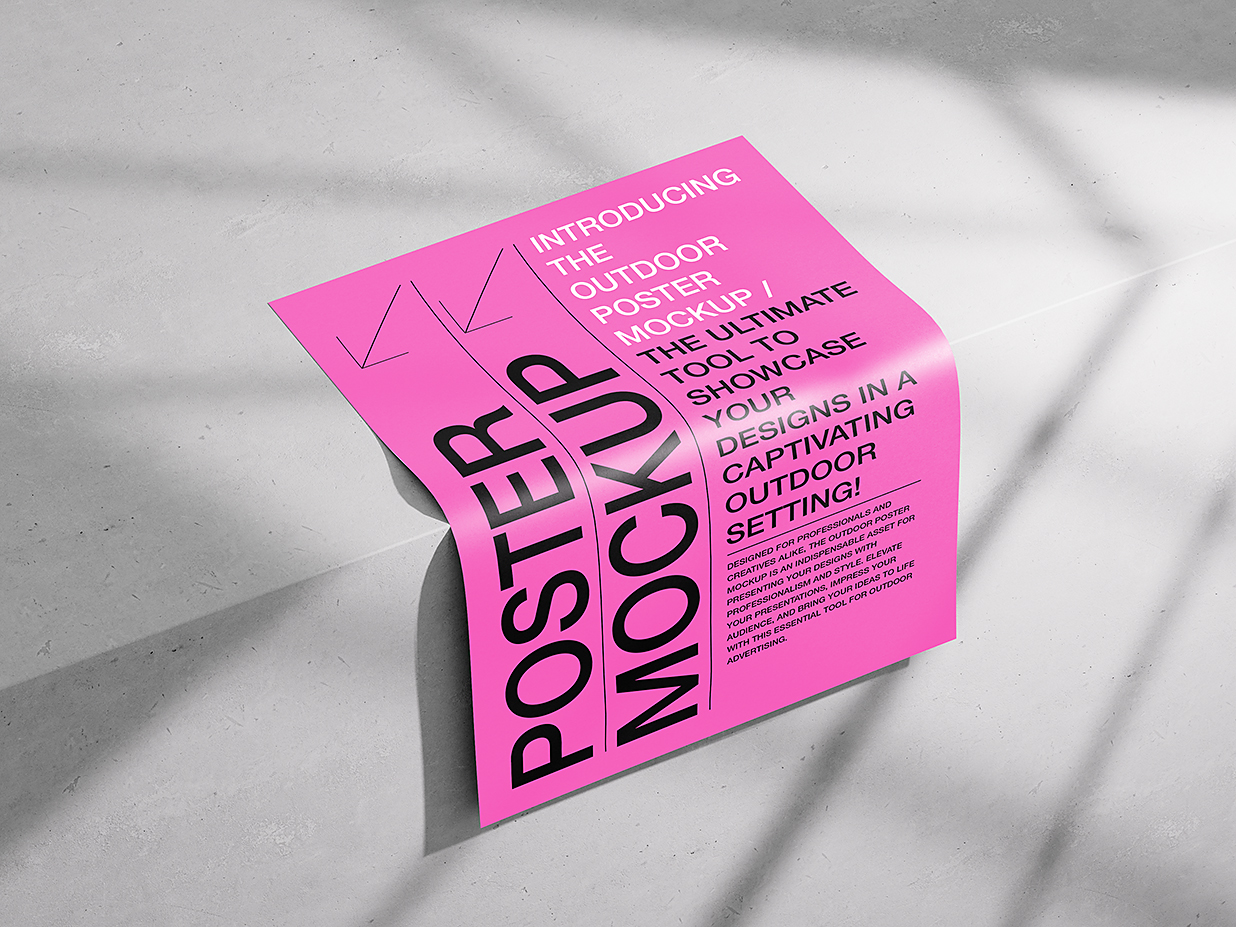 放在混泥土地面上的的高质感海报样机mockup4组插图3