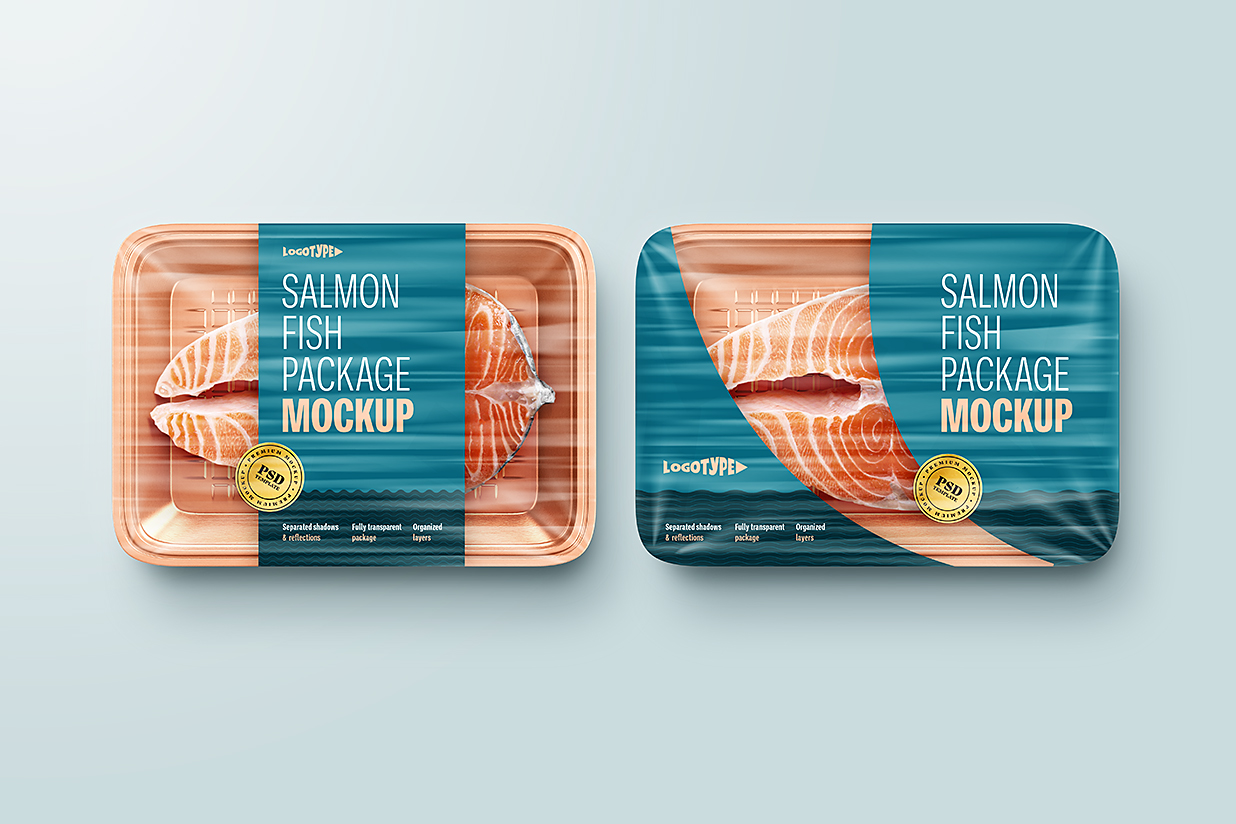 三文鱼食品盒包装样机mockup5组插图3