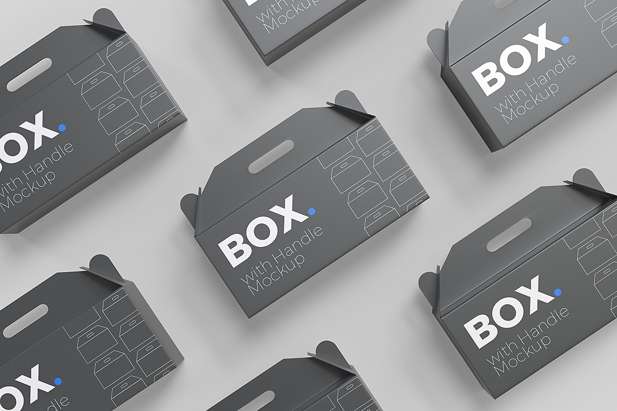 高质感山顶盒打包盒外卖手提纸盒包装样机6组插图3