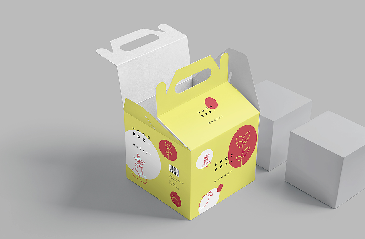 山顶盒打包盒外卖手提纸盒包装样机5组插图3
