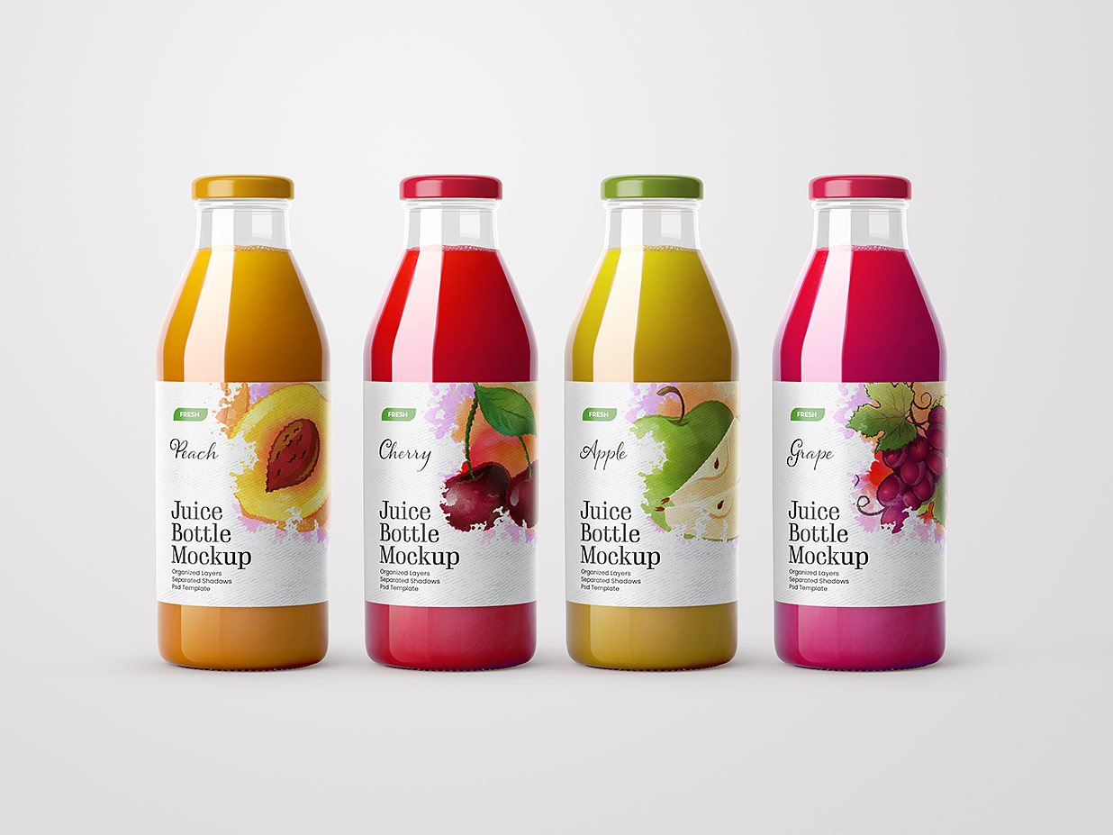 高质感果汁瓶玻璃瓶包装样机mockup5组插图3