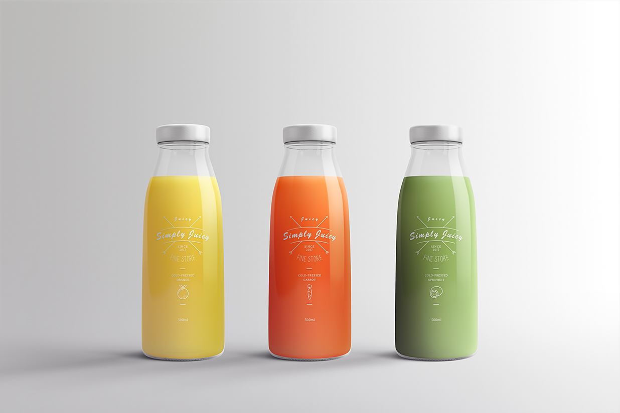 精致的果汁瓶饮料瓶玻璃瓶包装样机mockup4组插图3