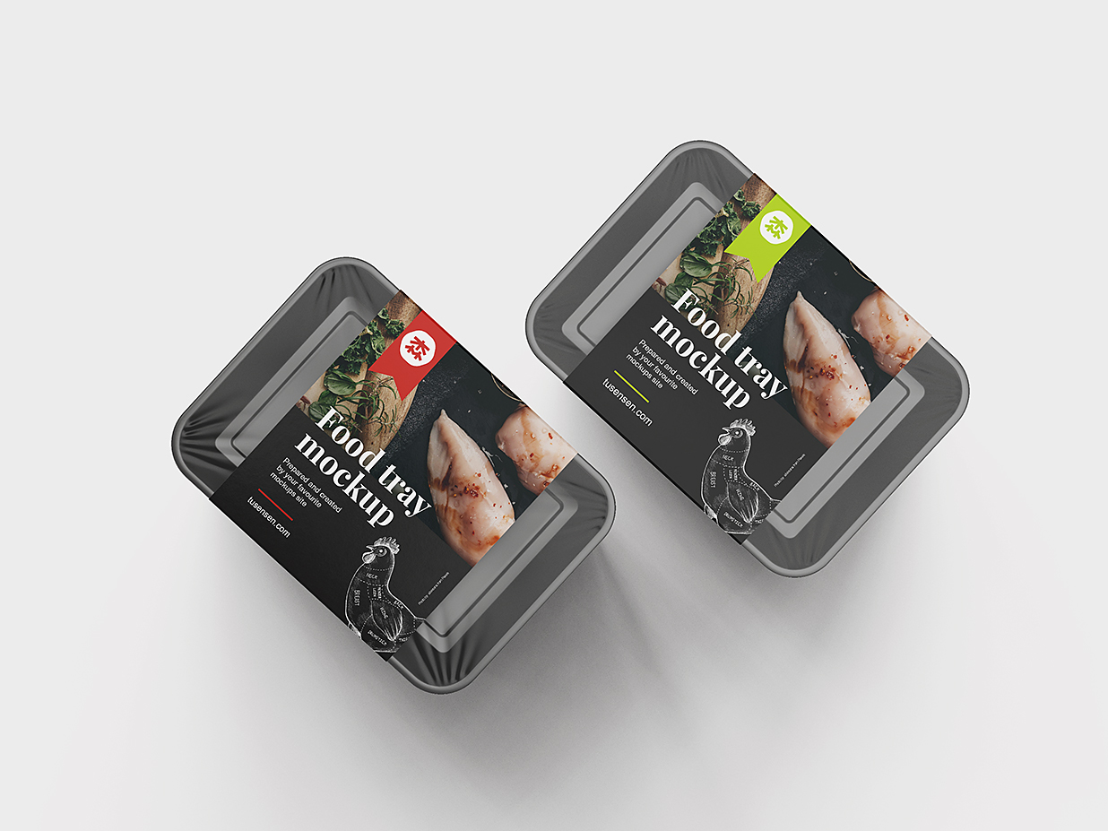 长方形食品盒餐盒外卖打包盒包装样机mockup4组插图3
