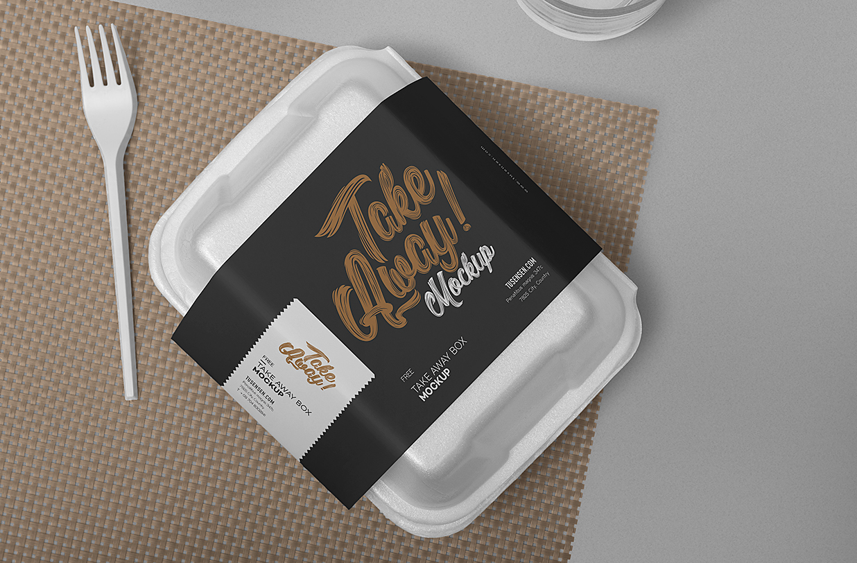 一次性外卖打包盒食品盒餐盒包装样机mockup6组插图3