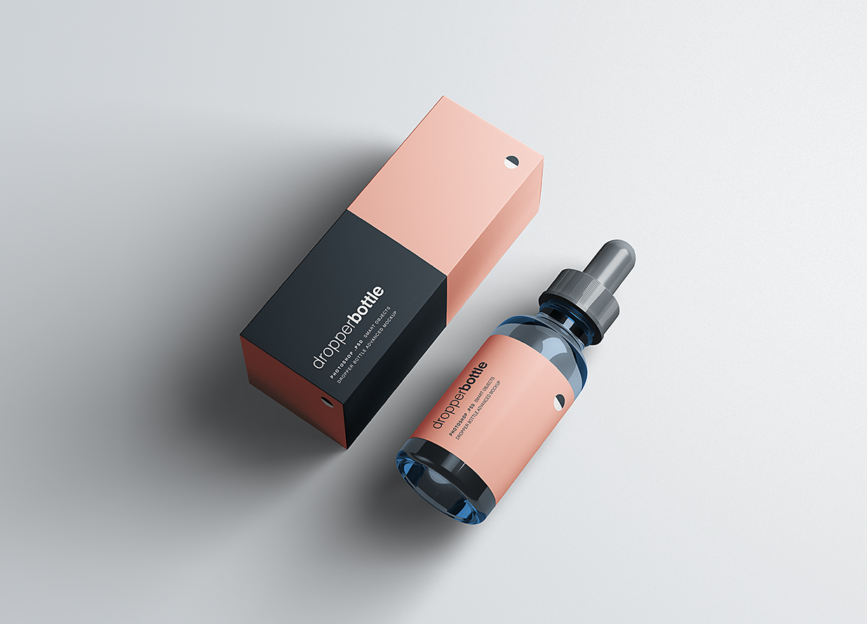 带包装盒的滴管瓶精华精油瓶样机mockup6组插图4