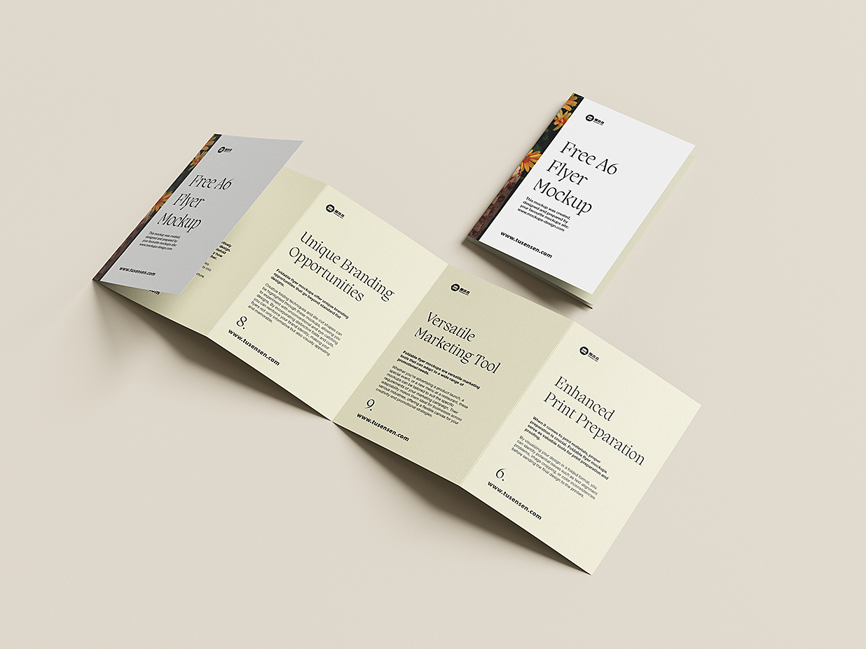 精致的折页五折页样机mockup5组插图4