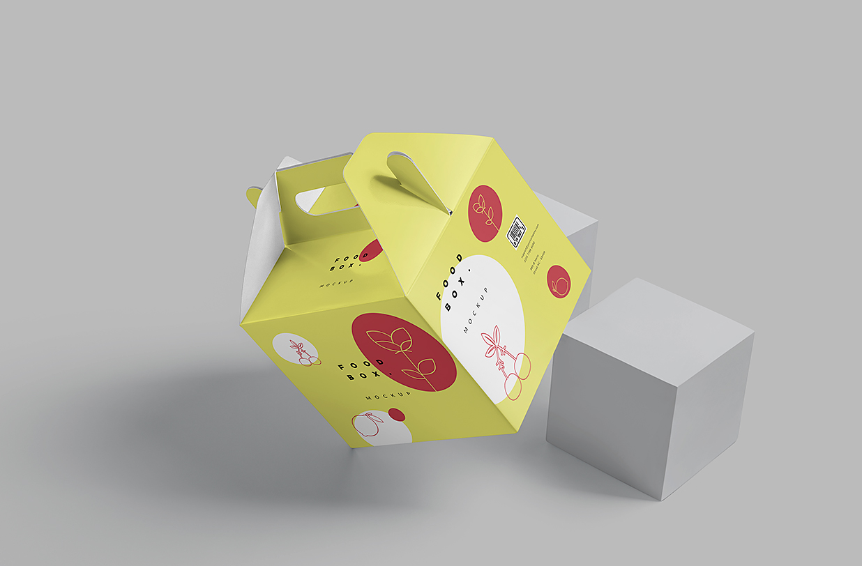 山顶盒打包盒外卖手提纸盒包装样机5组插图4