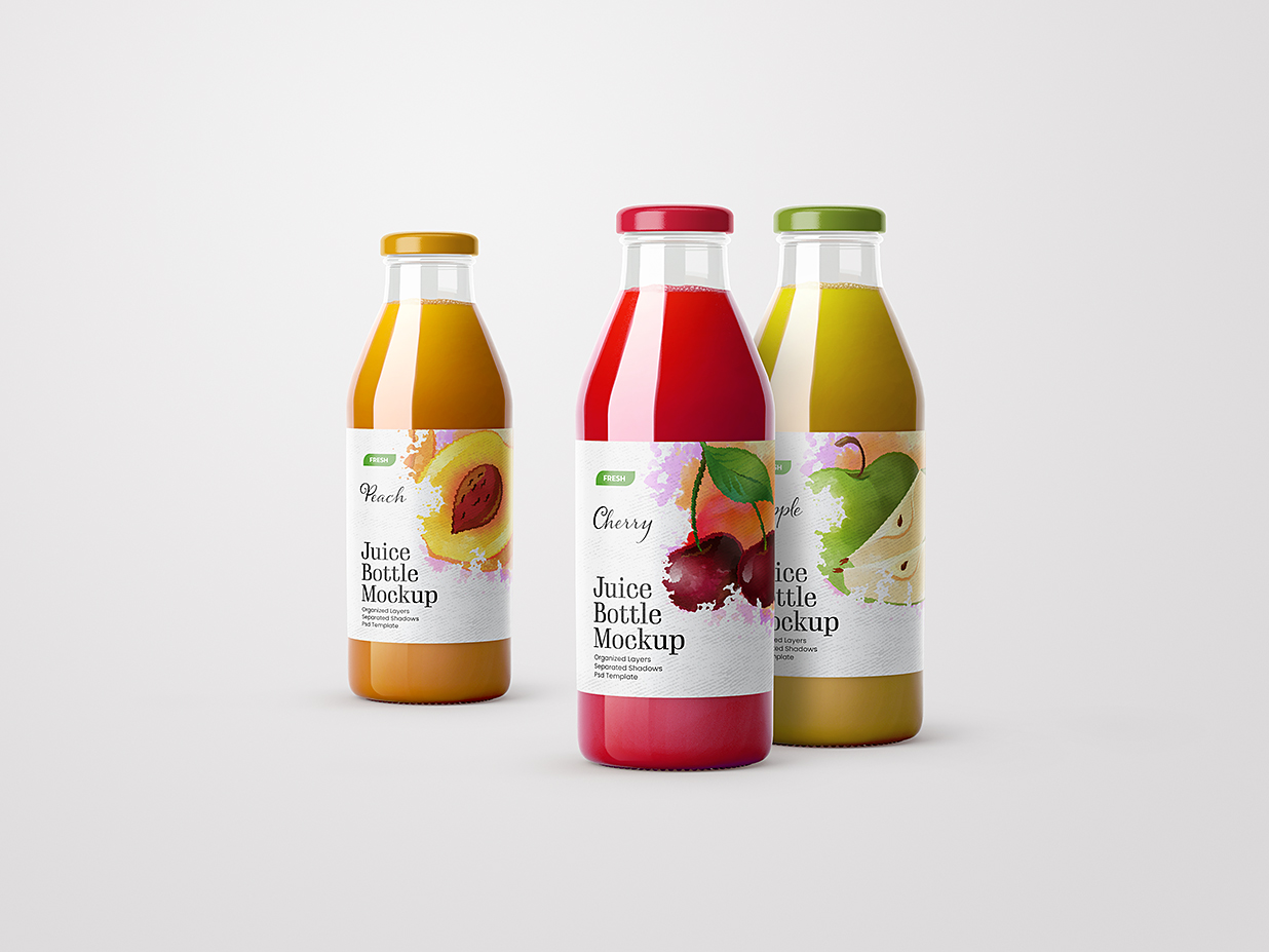 高质感果汁瓶玻璃瓶包装样机mockup5组插图4