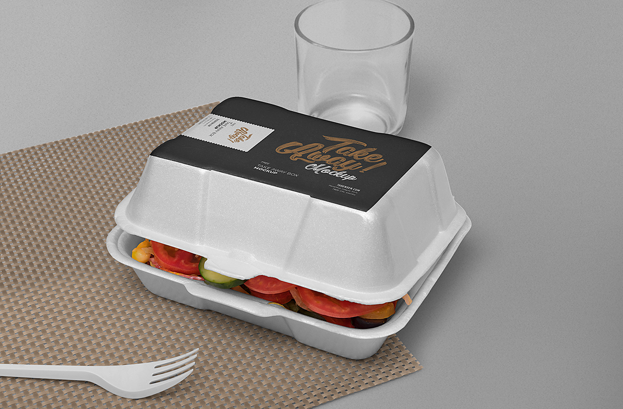 一次性外卖打包盒食品盒餐盒包装样机mockup6组插图4
