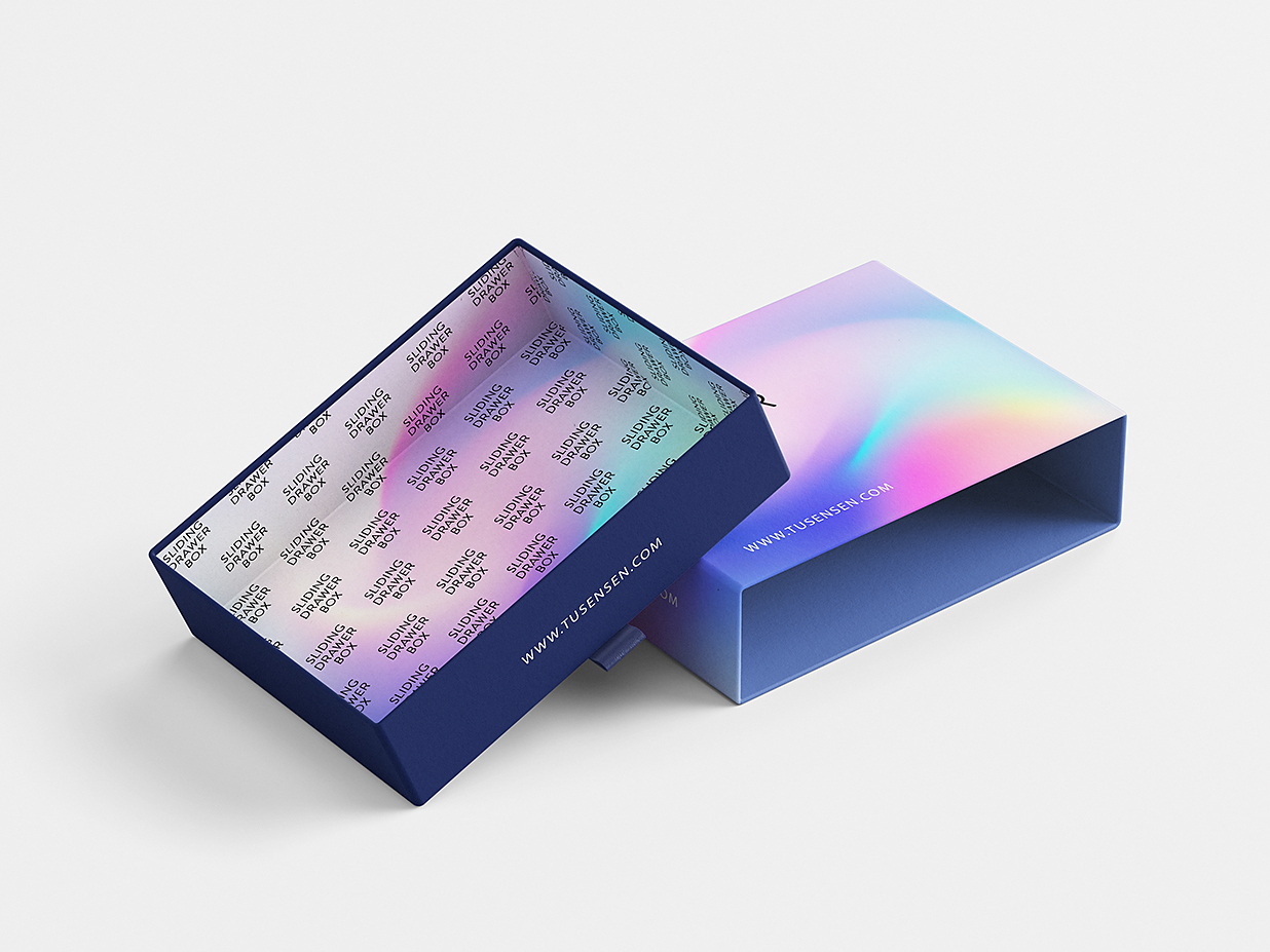 精致的抽拉盒包装盒礼品盒纸盒样机mockup6组插图4