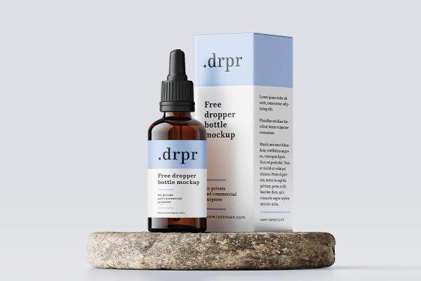 带包装盒的滴管瓶精华精油瓶样机mockup3组