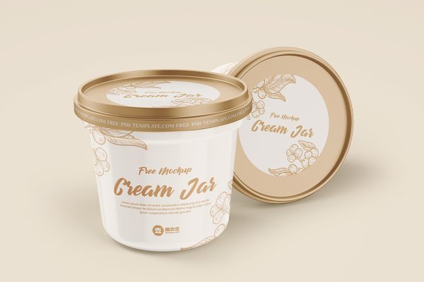 圆柱冰淇淋杯包装样机mockup2组