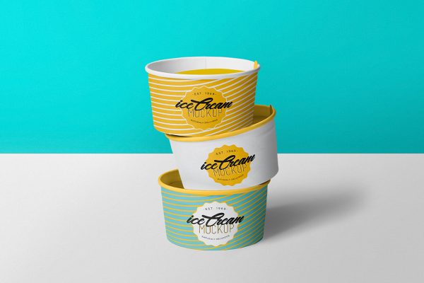 堆叠的冰淇淋杯包装样机mockup