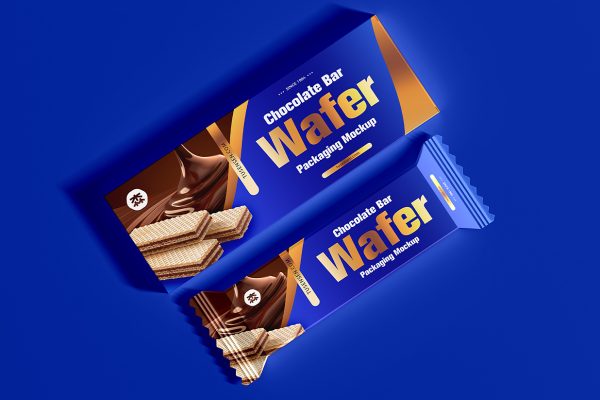 带包装盒的小袋零食包装样机mockup