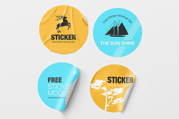 圆形可撕贴纸套装样机mockup