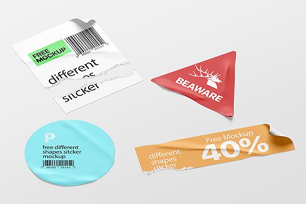 不同形状的贴纸样机mockup