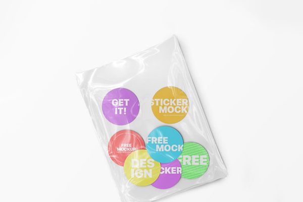 塑料包装袋的贴纸样机mockup