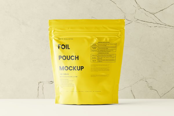 带墙面背景的自立袋自封袋食品包装袋样机mockup7组