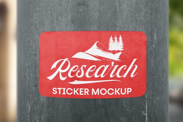 贴纸杆子上的贴纸样机mockup