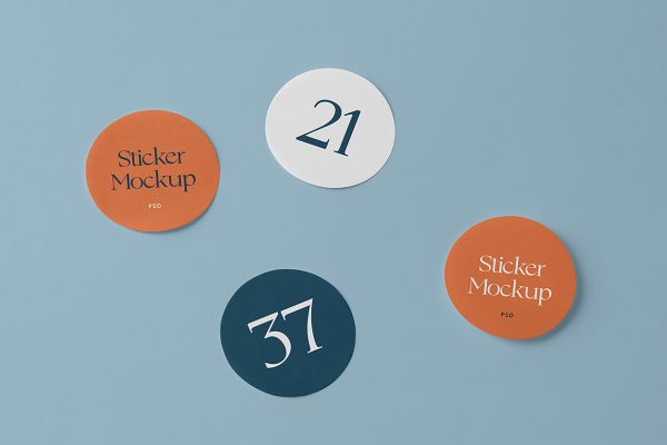 圆形可撕贴纸样机mockup