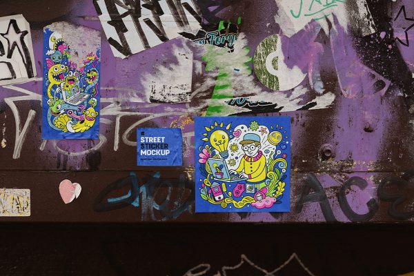 街头可撕贴纸样机mockup