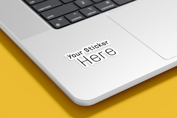 笔记本电脑可撕贴纸样机mockup