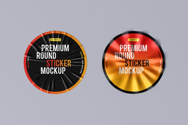圆形贴纸样机mockup