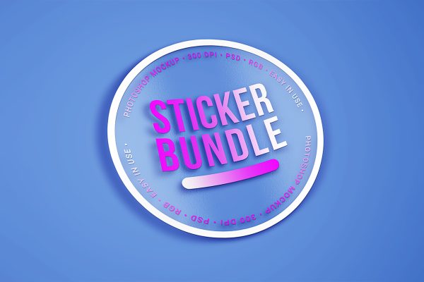 高质感圆形贴纸样机mockup2组