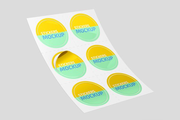 圆形可撕贴纸套装样机mockup2组