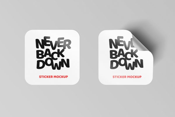 圆形和矩形可撕贴纸样机mockup2组