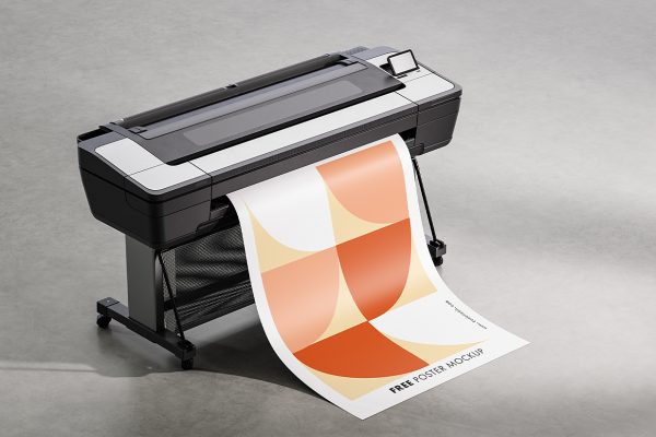 带印刷机的海报样机mockup4组