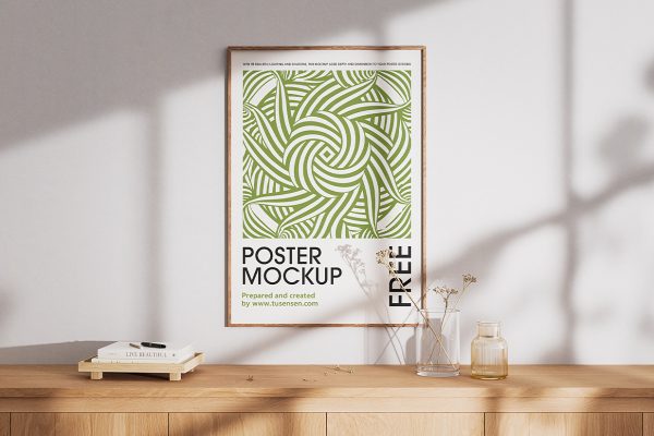 室内带框架的装饰画海报样机mockup3组