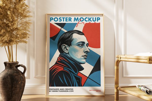 优雅室内带框架的装饰画海报样机mockup3组