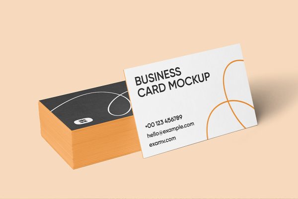 堆叠的名片样机mockup