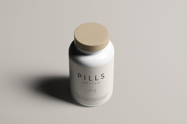 简约风药瓶保健品瓶包装样机mockup