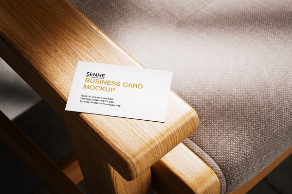 放在椅子上的质感名片样机mockup4组