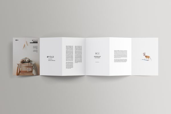 精致的六折页宣传册样机mockup