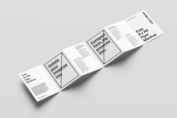 优雅的六折页宣传册样机mockup5组