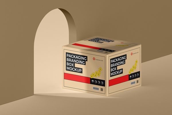 方形天地盖纸盒快递盒包装盒样机mockup