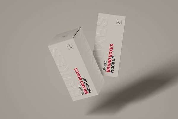 简约长方形纸盒包装盒样机mockup